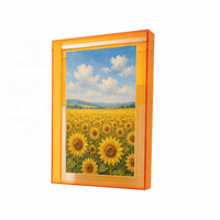 Boîte à Ombre en Acrylique Transparente 3D, Cadre de Présentation Profond avec Passe-Partout en Tissu de Lin, Vitrine Anti-Poussière Transparente pour Œuvres d'Art et Décoration Intérieure
