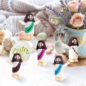 Mini Ornements Religieux de Pâques Écologiques en PVC, Figurines de Jésus en Résine en Gros, Style Étreinte 'Jésus t'aime', Petites Figurines de Jésus, Jouets Religieux - Product Image 5