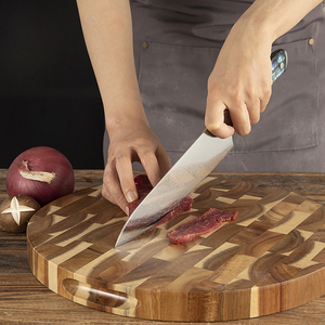 Couteau <span class=keywords><strong>de</strong></span> <span class=keywords><strong>boucher</strong></span> professionnel Bull Nose <span class=keywords><strong>Pro</strong></span>, 9 pouces, acier au carbone, acier Damas japonais, manche en résine - Product Image 3