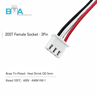 كابل توصيل ثلاثي الأسلاك (3Pin) من نوع Micro Terminal، كابل PVC أحمر/أسود UL1007 24AWG مع غلاف بلاستيكي أبيض للإضاءة LED والمنزل الذكي