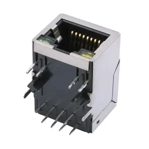 HR911105A 100/1000 בסיס מודולרי Plug 1000M Ethernet שקע Tab למטה EMI עם LED ושנאי 10 פין RJ45 מחבר