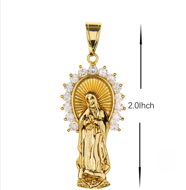 2023 neuer religiöser Schmuck Herren und Damen 14 Karat Gold Charm Schmuck Guadalupe Anhänger