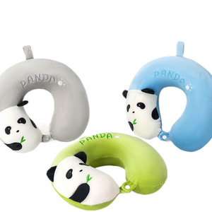 Almohada Ligera en Forma <span class=keywords><strong>de</strong></span> U <span class=keywords><strong>de</strong></span> Espuma Viscoelástica con Dibujo <span class=keywords><strong>de</strong></span> Panda Adorable para Estudiantes y Viajeros, Soporte para el Cuello, Alivio del Estrés, Desmontable y Lavable - Product Image 1