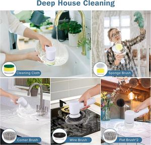 ที่ขัดแบบหมุนไฟฟ้า5หัวเปลี่ยนได้แปรงทำความสะอาดแบบมือถือใช้ในห้องน้ำทรงขวดฟองน้ำใช้ในห้องครัว - Product Image 6