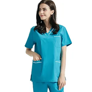 Benutzer definiertes Logo Medizinische Uniform Kleidung Krankens ch wester Kleid Peeling Uniform Krankenhaus-Sets für Frauen