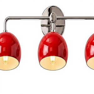 현대적인 3등 레드 벽걸이 조명 크롬 메탈 돔형 실내 화장대 조명 (욕실용) - Product Image 1