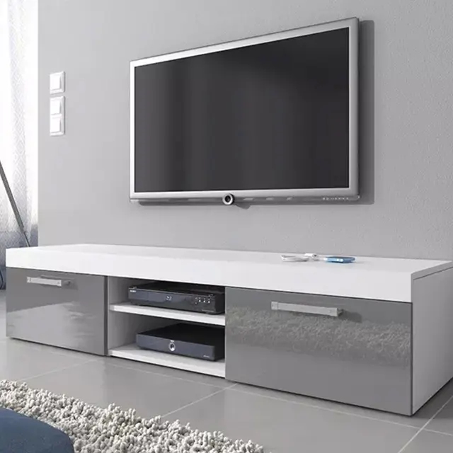 Yeni tasarım lüks Modern ev beyaz Modern bölücü ahşap Tv dolabı oturma odası duvar ünitesi Meuble Tv dolabı