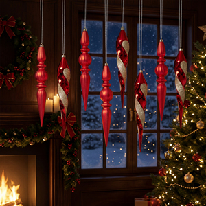 Tendencia 2026: Adornos Navideños Rectangulares de Lujo, 4 Piezas, Plástico Irrompible, Forma de Espiral, Hielo, Colgantes para Árbol de Navidad - Product Image 4