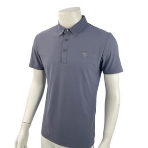 Polo deportivo de golf de tela de piqué transpirable Polo de manga corta de color sólido para hombre - Product Image 4