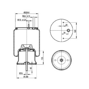 Soffietti, Sospensioni Pneumatiche Adatte per Molle ad Aria BATTAGLINO 276.1.421 - Product Image 1
