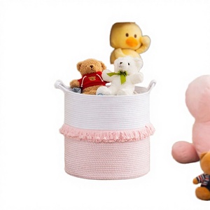 Catalpa Yao Brown Eco-Friendly Woven Cotton Rope Storage <b>Baskets</b> Foldable Durable Handles Multifunction Clothing Laundry <b>Hamper</b> - Product Image 2