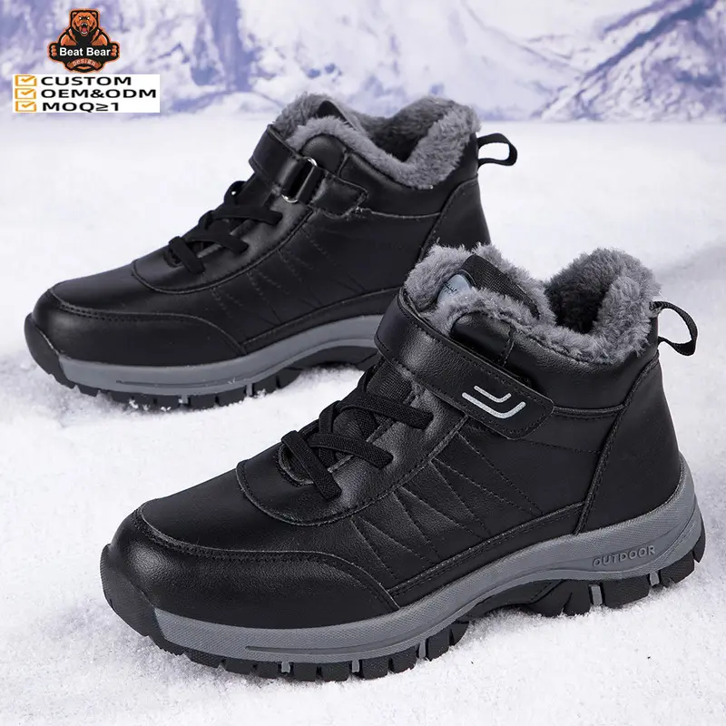 Brand Men Winter Snow Boots Waterproof Leather Sneakers Super Warm Men's Boots Outdoor Male Hiking Boots Work Shoes Size 39-46