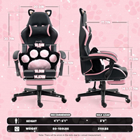 Chaise de jeu en gros de dessin animé mignon Rosa bonjour chat rose chaise de jeu chaise de joueur ergonomique avec repose-pieds