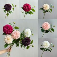 Dahlia artificielle en latex PPS, haute simulation, toucher réaliste, 66 cm, pour la décoration de jardin, de maison et de centre de table