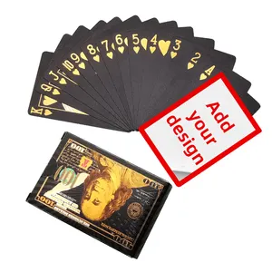 도매 블랙 플라스틱 방수 내구성 골드 도금 사용자 정의 포커 카드 놀이 제조 업체