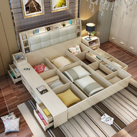 AILICHEN Doppelbett mit pneumatischer High-Box-Aufbewahrung Einfache und moderne Schubladen-Aufbewahrung platte