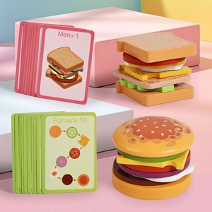 Jouet éducatif en bois pour enfants, jouets de simulation de <span class=keywords><strong>restauration</strong></span> <span class=keywords><strong>rapide</strong></span>, hamburger en bois, sandwich, mini-aliments, jeu de rôle pour enfants - Product Image 3