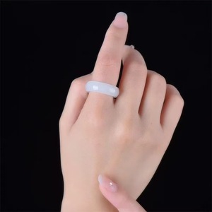 Xinjiang Golden Silk Jade <b>Ring</b>, Unisex Couple Style, Hetian Jade Color <b>Ring</b>, High-End Luxury, Niche Style, <b>Plain</b> Jade Band - Product Image 4