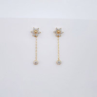 Boucles d'oreilles pendantes en or jaune 18 carats avec diamants de laboratoire, boucles d'oreilles pendantes tendance, boucles d'oreilles à dos plat, boucles d'oreilles en or