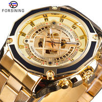 FORSINING Montre Mécanique Automatique de Luxe pour Hommes Vente en Gros Étanche Bracelet en Cuir Cadran en Verre Phase de Lune