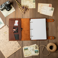 Couverture de carnet en cuir de vachette avec logo personnalisé, couverture de portefeuille en cuir véritable personnalisée, couverture de carnet à feuilles mobiles gravée