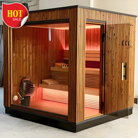 Sauna extérieur en bois de grande taille pour 10 personnes avec salle de sport et hammam