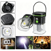 Lanterne de camping LED multifonctionnelle, lampe torche combinée, rechargeable par USB, lumière de tente avec affichage de la puissance, lumière extérieure portable