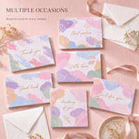 Cartes de remerciement personnalisées imprimées, cartes d'appréciation personnalisées avec motifs abstraits colorés en macaron et dorure à chaud