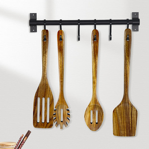Wooden Kitchen Utensil Set 6 Pieces Teak Spatulas Spoon Pasta Ladle Cooking Tools Food Safe Hand Wash Only - Product Image 4