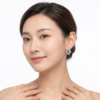 Anting Perak S925 EK211 untuk Wanita, Anting Zirkon Sederhana, Lingkaran Kecil yang Stylish dan Anggun