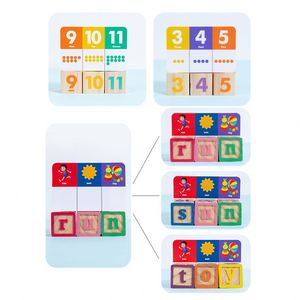 Cubes de construction empilables en bois dur, lettres, chiffres et images classiques, blocs d'alphabet en bois pour la cognition - Product Image 5