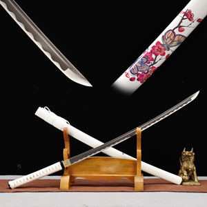 Épées de Commandement Japonaises Longquan de 102 cm, Forgées à <span class=keywords><strong>la</strong></span> Main en Acier Carbone 1045 Monobloc, Motif <span class=keywords><strong>Vague</strong></span> de Prunier Printanier, Épées de Samouraï pour Décoration Intérieure - Product Image 1