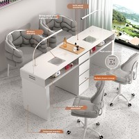 Ensemble table de manucure commerciale moderne en acier inoxydable prix spécial économique simple/double de luxe multifonctionnel salon