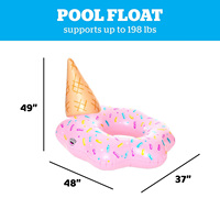 Bouée de piscine gonflable en vinyle épais, motif crème glacée fondante, 4 pieds de large, capacité de 200 livres, avec kit de réparation