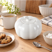 Stoples Permen Keramik Bone China Bentuk Labu dengan Tutup, Wadah Penyimpanan untuk Dapur Rumah, Hadiah Musim Gugur, Halloween, Thanksgiving, Grosir
