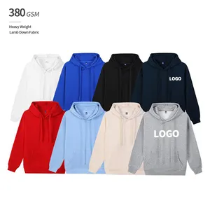 fleece Men's Hoodies custom logo lamb down oversized hoodie printing embroidery