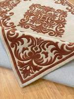 Tapis oriental en laine tufté à la main, beige brun, motif floral, tapis de salon, décoration de chambre à coucher de luxe