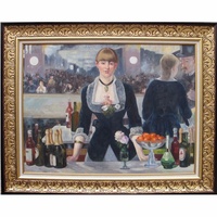 Reproduction de peinture à l'huile faite à la main, œuvre d'art célèbre, un bar au Bergère de Manet, décoration murale, décoration d'hôtel