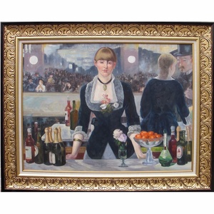 Reproduction de peinture à l'huile faite à la main, œuvre d'art célèbre, un bar au Bergère de Manet, décoration murale, décoration d'hôtel - Product Image 4