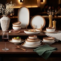 Ensemble de vaisselle en porcelaine rétro minimaliste sous glaçure, bols et assiettes en céramique pour le riz