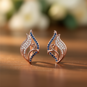 Orecchini Pendenti E2827 Green Wings Placcati in Oro Rosa con Taglio Brillante Rotondo e Incastonatura a Canale, Gioielli da Festa alla Moda per Donne - Product Image 2