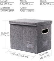 Caja Organizadora de Archivos de Lino Rectangular Plegable Premium, Paquete de 1, Contenedor de Almacenamiento Portátil con Asa y Tapa, 20-35L, Almacenamiento de Documentos de Oficina