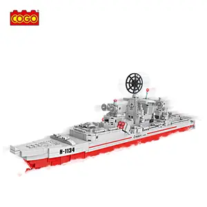 COGO 976 PCS 3D DIY 건설 벽돌 장난감 군사 순양함 전함 빌딩 블록 세트