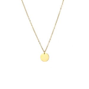 Collier pendentif tendance en acier inoxydable gravé géométrique circulaire simple plaqué or/argent pour femmes - Product Image 4