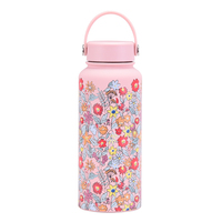 Set Botol Air Stainless Steel 304 Berkualitas Tinggi Dinding Ganda Vakum SUS Pola Bunga Cantik Langsung dari Pabrik MOQ Kecil