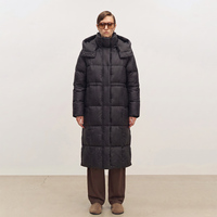 Manteau long en duvet d'oie noir pour femme, veste matelassée à capuche, manches longues, vêtements d'extérieur pour temps froid, taille personnalisée