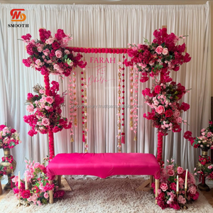 Arrangement floral rose chaud réaliste lisse personnalisé fait à la main décoration murale d'événement de mariage pour la fête de Noël - Product Image 1