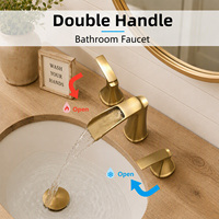 Robinet chaud/froid à double poignée pour salle de bain, robinet de lavabo en acier inoxydable, robinet de lavabo pour salle de bain