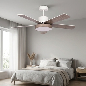 Ventilateur de plafond silencieux <span class=keywords><strong>ProBreeze</strong></span> 42 pouces avec moteur DC, 5 pales en bois, lumière LED en plastique, télécommande pour salles à manger, garantie 5 ans - Product Image 2