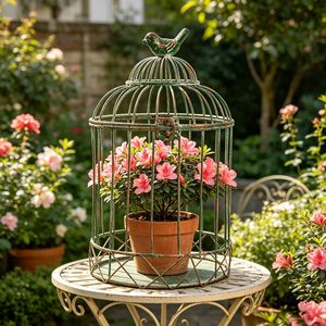 Ensemble de jardinières en forme de cage à oiseaux vintage carrées, revêtement poudré, pour usage domestique, avec un design durable et respectueux de l'environnement - Product Image 5